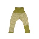 Babyhose aus Wolle/Seide mit Kratzschutz gr&uuml;n geringelt 62/68