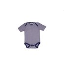 Baby-Body kurzarm Wolle/Seide marine geringelt