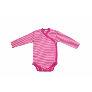 Wickelbody langarm Wolle/Seide beere geringelt