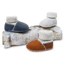 Baby-Lammfellschuhe mit Strickb&uuml;ndchen sand