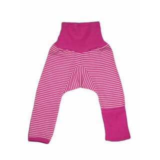 Babyhose aus Wolle/Seide mit Kratzschutz beere geringelt