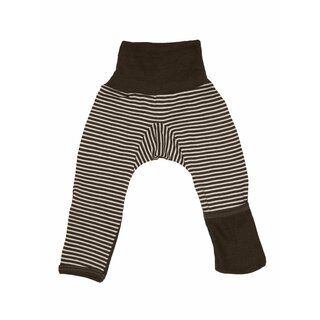Babyhose aus Wolle/Seide mit Kratzschutz braun geringelt