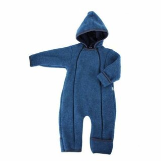 Baby-Overall Wollvlies mit Kapuze &amp; Klappb&uuml;ndchen jeans