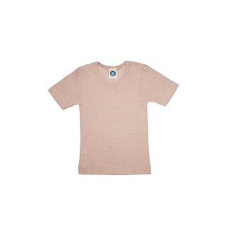 Kinder-Unterhemd halbarm Baumwolle/Wolle/Seide ros&eacute; meliert