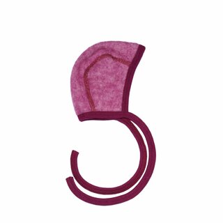 Babyh&auml;ubchen Wolle/Baumwoll-Fleece weinrot m&eacute;lange