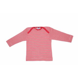 Baby-Schlupfhemd langarm Wolle/Seide rot geringelt