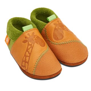 Orangenkinder Leder-Hausschuhe Krabbelpuschen Gisela die Giraffe