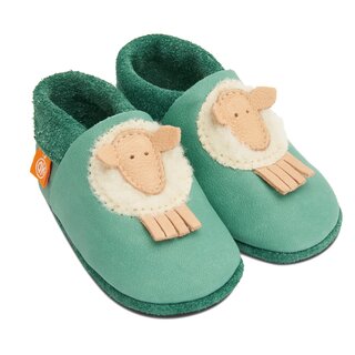 Orangenkinder Leder-Hausschuhe Krabbelpuschen M&auml;hli das Schaf