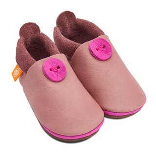 Orangenkinder Leder-Hausschuhe mit Sohle Amigo lila