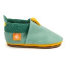 Orangenkinder Leder-Hausschuhe mit Sohle Amigo gr&uuml;n