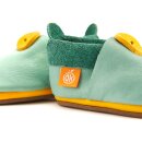 Orangenkinder Leder-Hausschuhe mit Sohle Amigo gr&uuml;n