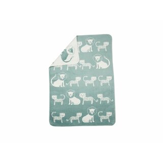 PANDA Babydecke "L&ouml;we &amp; Leopard" hellgr&uuml;n 75cm x 100cm