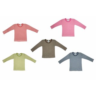 Kinder-Unterhemd langarm Wolle/Seide geringelt