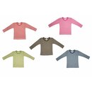 Kinder-Unterhemd langarm Wolle/Seide geringelt