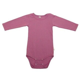 Body langarm Feinripp pink-grau gestreift