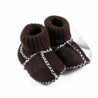 Lammfell Babyschuhe mit B&uuml;ndchen braun