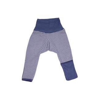 Babyhose aus Wolle/Seide mit Kratzschutz marine geringelt