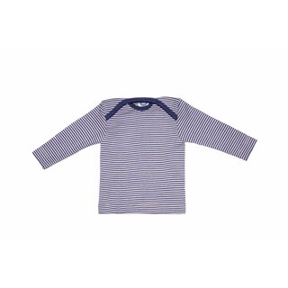 Baby-Schlupfhemd langarm Wolle/Seide marine geringelt